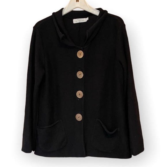 Vintage Sweaters - Willow VTG SWEATER CARDIGAN RUFFLE COLLAR DOUBLE BREASTED PEARL BUTTONS